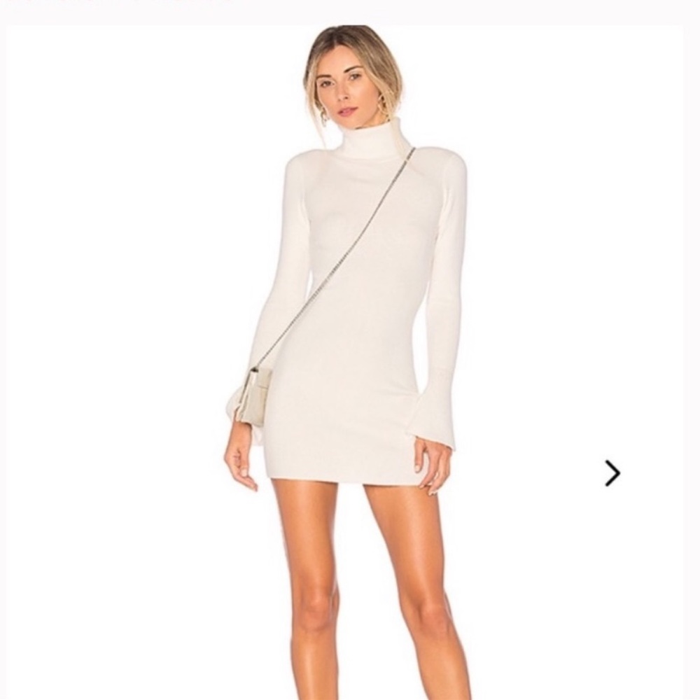 Lovers + friends white turtleneck sweater dress